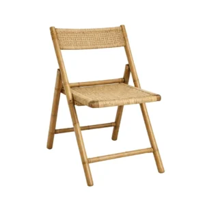 Bamboo Folding Chair Velto with woven natural fiber seat and foldable bamboo frame