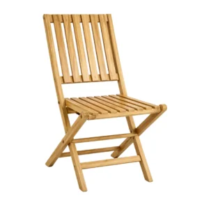 Classic Folding Chair Alvero crafted from solid teak wood with slatted seat and backrest