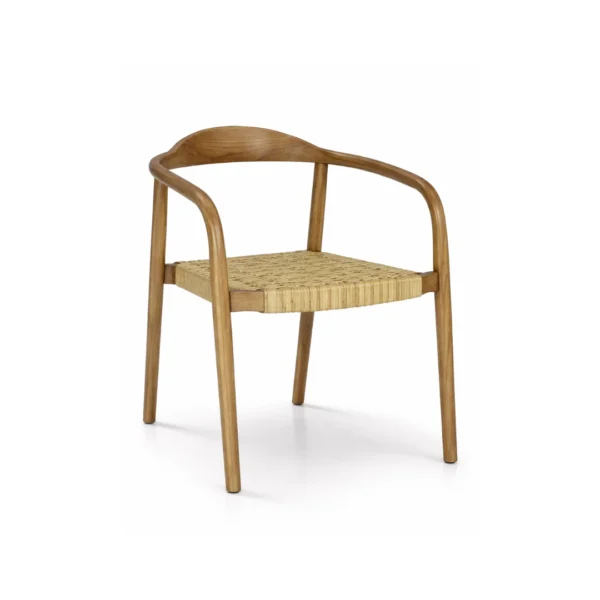 Rattan arm chair Miro with solid wood frame, curved backrest, and handwoven rattan seat for modern interiors