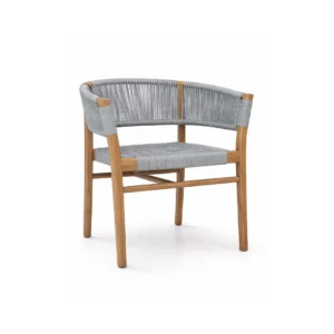 Rope arm chair Dario with solid wood frame and handwoven rope backrest for modern dining and hospitality interiors