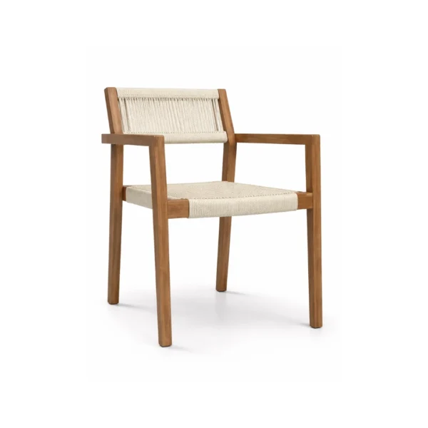 Rope-Arm-Chair-Tario-Natural Rope arm chair Tario with solid wood frame and handwoven rope seat for modern dining and hospitality interiors