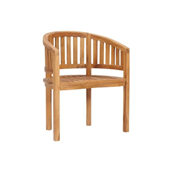 Teak Corner Bench Calore made from solid teak wood with curved backrest and slatted seat