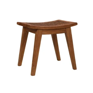 Vento Teak Cane Stool with woven cane seat and solid teak wood frame
