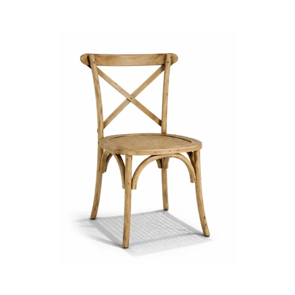 Vintage Cane Chair Arden Vintage Cane Chair Arden with solid wood cross-back frame and woven natural cane seat for dining and hospitality interiors