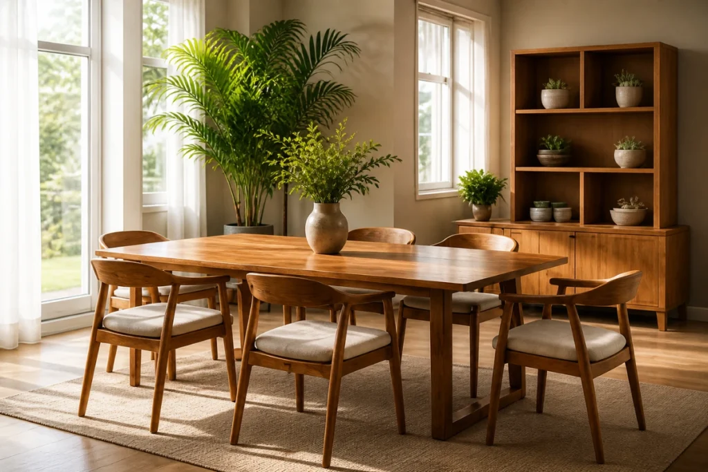 Premium teak wood dining furniture manufactured by Euroindo Jaya in Jepara Indonesia