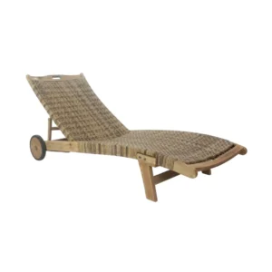 wicker sun lounger norlan Wicker Sun Lounger Norlan crafted from solid teak wood with woven wicker surface and wheels